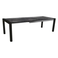 Table extérieure extensible coloris noir mat/marbre foncé en aluminium Stern - 174/214/254 x 90 x 75 cm