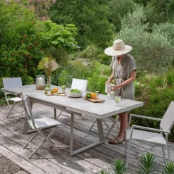 Table Malo avec 2 rallonges en aluminium - 180 x 230 x 280 x 100 cm