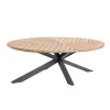 Table ovale en aluminium noir et teck Flore - 240 x 120 x 76 cm