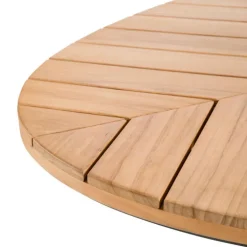 Table ovale en aluminium noir et teck Flore - 240 x 120 x 76 cm