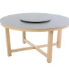 Table ronde Kentia coloris gris en aluminium et bois - Ø 159 cm x H76 cm