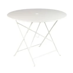 Table ronde pliante Bistro Fermob en acier coloris blanc coton Ø 96 cm