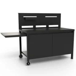 Table roulante crédence fermée en acier noir Forge Adour - 120 x 65,7 x 112,5 cm
