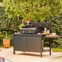 Table roulante crédence fermée en acier noir Forge Adour - 120 x 65,7 x 112,5 cm