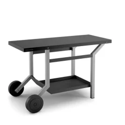 Table roulante en acier noir et gris mat