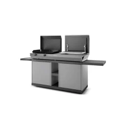 Table roulante fermée pour combi en acier noir et gris 223 x 60 x 99 cm