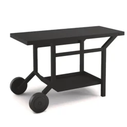 Table roulante pour plancha en acier noir Forge Adour - 119,1 x 64,8 x 76 cm
