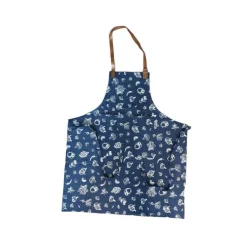 Tablier 2 poches barbecue coloris bleu en coton - 80 x 85 cm