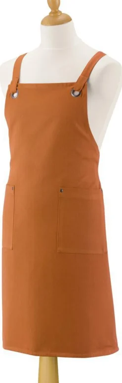 Tablier avec poches en coton recyclé coloris cannelle Artisan - 72 x 85 cm