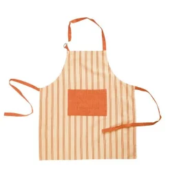 Tablier rayé Hendaye coloris rouge en coton - 75 x 85 cm