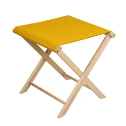 Tabouret pliant coloris jaune en coton - 43 x 43 x 42 cm