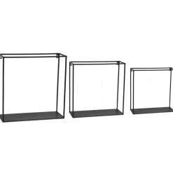 Étagère murale métallique noire grand modèle - 45 x 17 x 45 cm