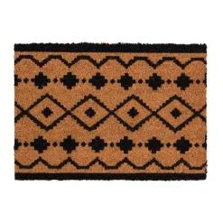 Tapis brosse coco beige imprimé noir Sweetsol Ethnique - 60 x 40 cm