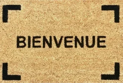 Tapis brosse coco écru imprimé noir Sweetsol Bienvenue - 60 x 40 cm