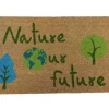Tapis brosse en coco écru avec imprimé Sweetsol Nature our future - 60 x 40 cm