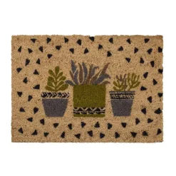 Tapis brosse intérieur en coco imprimé cactus Sweetsol – 60 x 40 cm