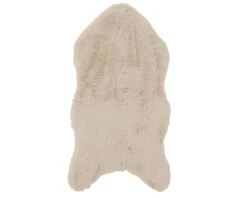 Tapis crème en fausse fourrure - 90 x 50 x 2 cm