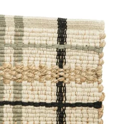 Tapis décoratif carreaux coloris beige en coton - 60 x 90 cm