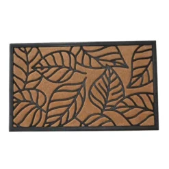 Tapis grattoir en caoutchouc feuillage coloris beige pour extérieur E/C Sweetsol - 45 x 75 cm