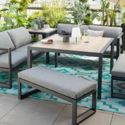 Tapis Lhasa Teal en polypropylène recyclé Fab Hab - 150 x 240 cm