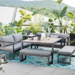 Tapis Lhasa Teal en polypropylène recyclé Fab Hab - 120 x 180 cm