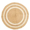 Tapis rond 2 lignes coloris blanc en jute - Ø 100 cm