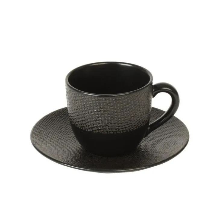 Tasse à café Vesuvio coloris noir en grès - Ø 7 cm