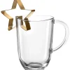 Tasse en verre transparent avec emporte-pièce forme étoile or - 15 cm