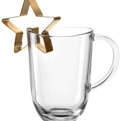 Tasse en verre transparent avec emporte-pièce forme étoile or - 15 cm