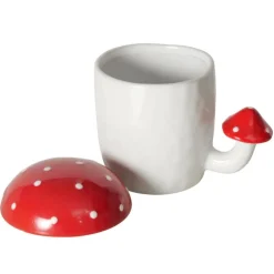 Tasse jumbo blanche en céramique avec champignons Funghi - Ø 9,5 x 13 cm