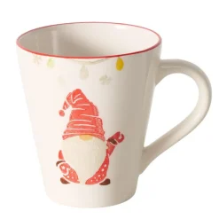 Tasse jumbo blanche en céramique à motif de lutin rouge Noelo - Ø 10 x 11 cm