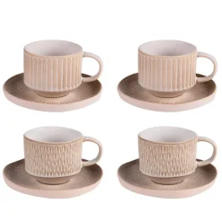 Tasses et sous tasses en grès Coffret Miyaki - 4 x 18 cl
