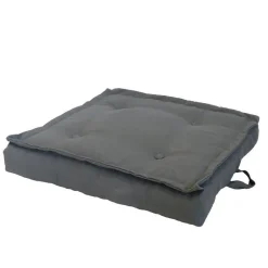 Tatami coussin de sol en polyester/coton gris Pierre - 66 x 66 x 15 cm