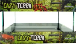 Terrarium étanche pour reptile, amphibien et insecte en verre coloris noir Reptile Planet Easy Terra - Taille M 40 x 26 x 23 cm monté