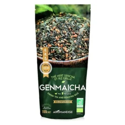 Thé vert et riz genmaicha bio en sachet de 100 g