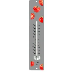 Thermomètre gris en tôle peinte à motif Tomates rouges 30 cm
