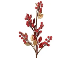 Tige artificielle avec baies rouges en mousse - Ø 20 x H 60 cm
