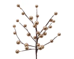 Tige artificielle avec baies en mousse or cuivré - H 26 cm