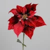 Tige de poinsettia en velours bordeaux - 56 cm