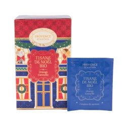 Tisane de Noël orange cannelle bio Provence d'Antan - 30,6 g dans une boîte ronde avec couvercle