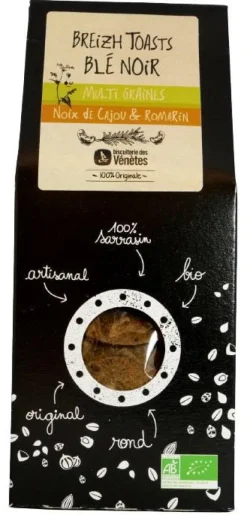 Toasts blé noir Noix de cajou romarin bio Biscuiterie Venetes - 125 g