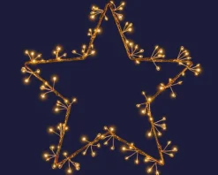 Étoile lumineuse à 125 micro-LED ambre sur câble marron - Ø 40 cm