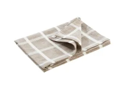 Torchon à carreaux coloris beige en coton - 50 x 70 cm
