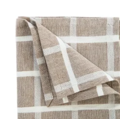 Torchon à carreaux coloris beige en coton - 50 x 70 cm