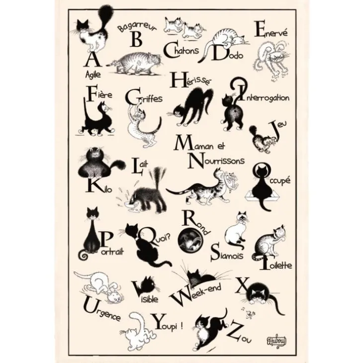 Torchon coloris écru en coton Dubout Abécédaire Winkler – 48 x 75 cm