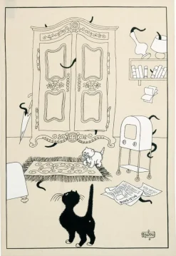 Torchon Dubout Cache Cache coloris beige en coton - 48 x 72 cm