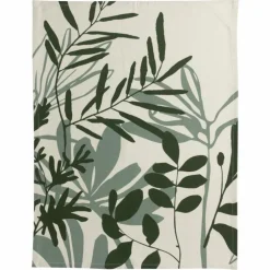Torchon en coton motif végétal vert Majda - 50 x 70 cm