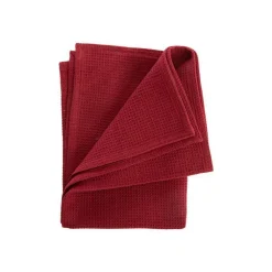 Torchon en coton rouge nid d’abeille - 50 x 70 cm