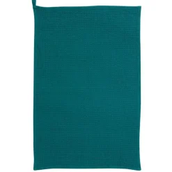 Torchon en tissu coton nid d’abeille uni bleu paon Winkler Mumba - 50 x 70