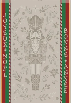 Torchon Jacquard Cérémonie coloris beige en coton - 50 x 70 cm